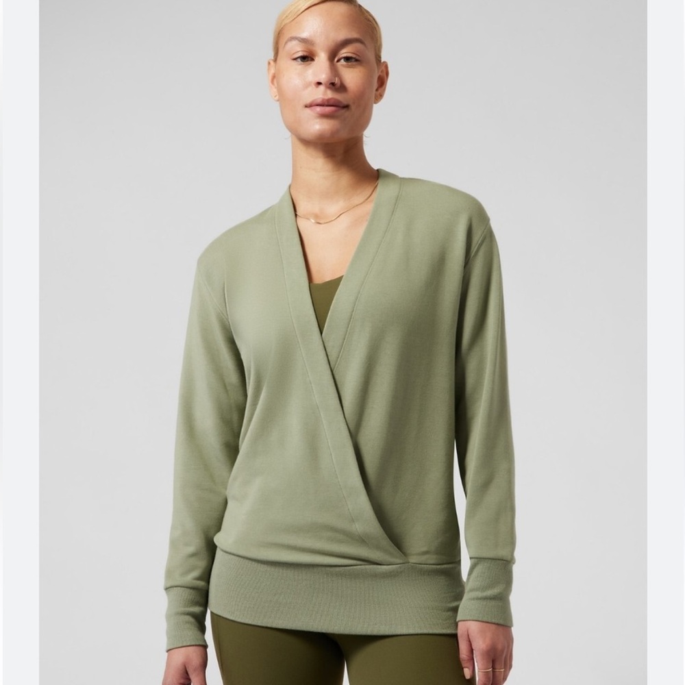 Athleta Purana V-Neck Wrap Sweater in Sage